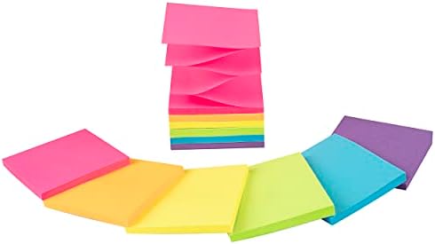 Pop-up Sticky Notes, 3x3 in, 12 almofadas, cores brilhantes super pegadinhas memorando, 6 cores, adesivo