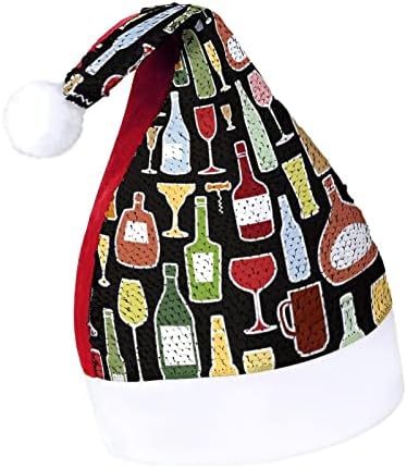 Xkawpc garrafa de vinho e vidro de vinho lantejouno de natal chapéu de natal diy santa tampa de tampa de tampa vermelha