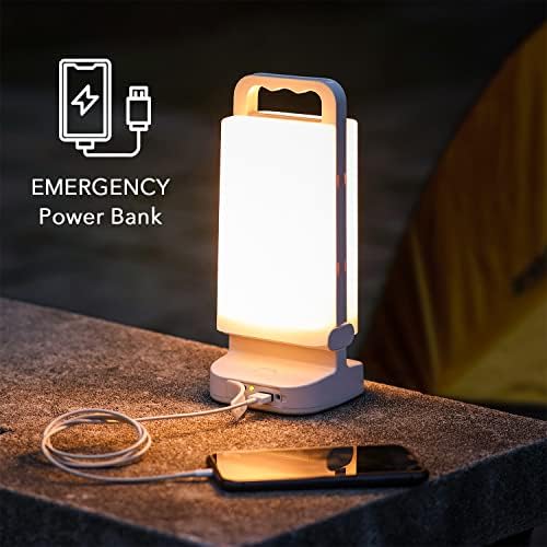 Lanterna de acampamento de lepwings, lanternas solares, 4400mAh Luz recarregável 2-em-1 Equipamento à prova