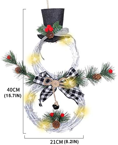 N/J Christmas Wreath Decoration - Ornamento iluminado Decoração de guirlanda de guirlanda com belo laço, coroa de