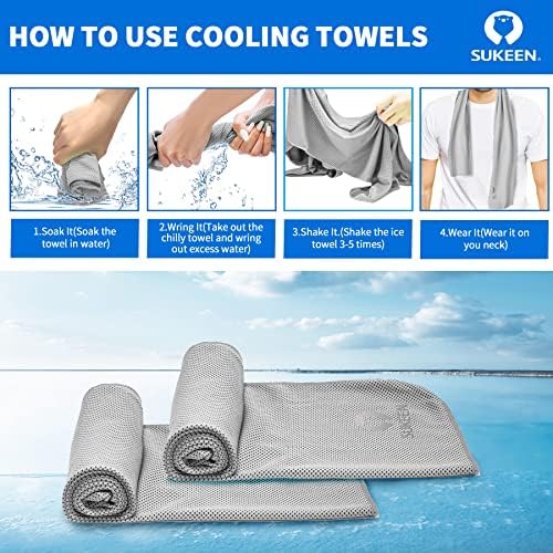 Sukeen [toalha de resfriamento de 4 pacote, toalha de gelo, toalha fria respirável e respirável, toalha de microfibra