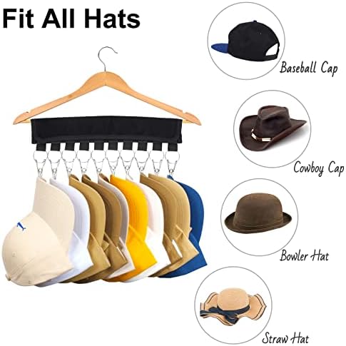 Rack de chapéu para bonés de beisebol, helter hanguer rack para cabide e armário de quarto, 2pack