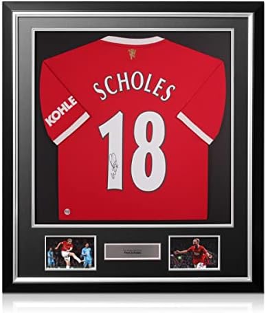 As recordações exclusivas Paul Paul Scholes assinaram a camisa de futebol do Manchester United