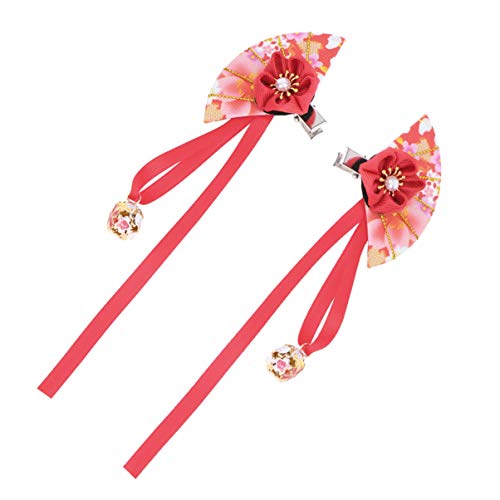 AMOSFUN JAPONEIR Hair Clip Ornament Tie Band Clip Fan Crocodile Clip Hairpin para Acessórios Womens Kimono