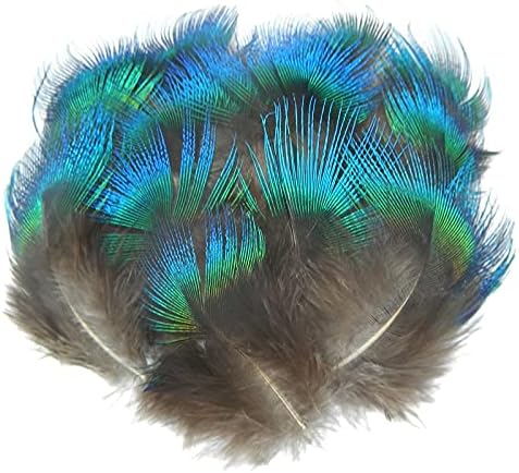 Pumcraft jóias diy jóias naturais iridescentes penas de pavão azul para artesanato jóias diy 3-5cm/1-2