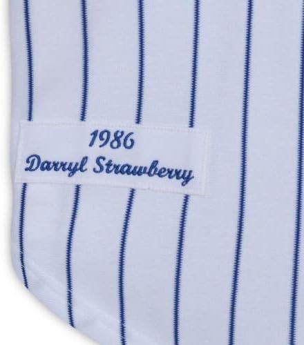 Darryl Strawberry New York Mets autografou Mitchell e Ness White 1986 World Series Jersey - Jerseys