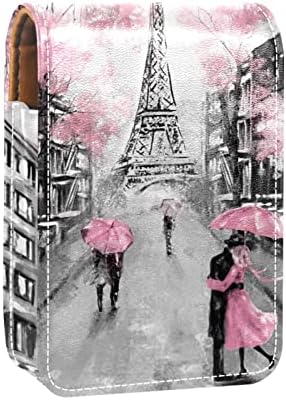 Paris Eiffel Tower Lover Mini Cosmético para Tubos de Lipstick Tolador de Cague de Lipstick de Couro