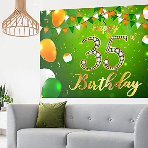 Feliz 35º aniversário da decoração de banner de 35 anos Green - Glitter aplays a 35 anos