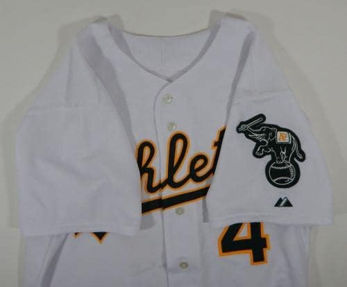2003 Oakland Athletics Miguel Tejada 4 Equipe emitiu White Jersey DP06202 - Jogo usou camisas MLB