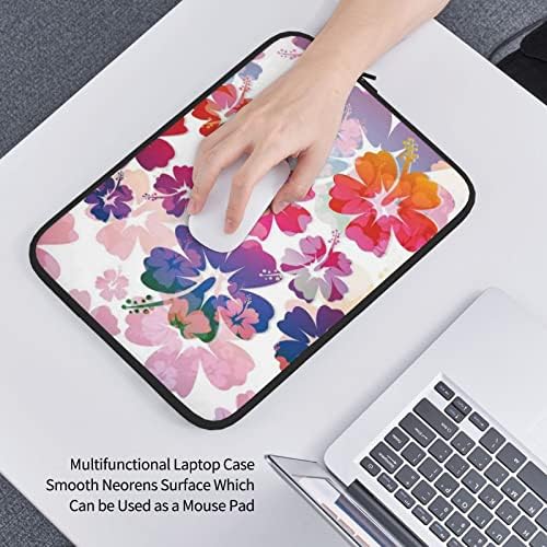 Saco de laptop de estampa de flor havaiana, tecido impermeável durável, bolsa de laptop de 13/15 de polegadas,