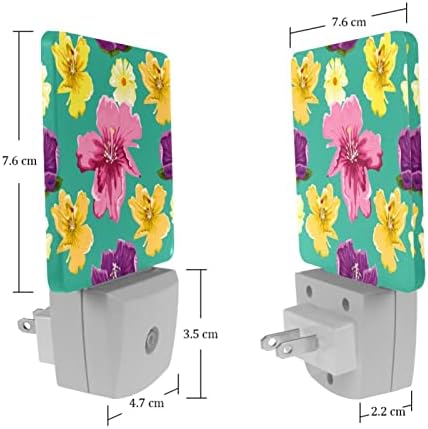 Rodailycay sensor de luz leve à noite Flor floral tropical, 2 pacotes de luzes noturnas se conectam na parede,