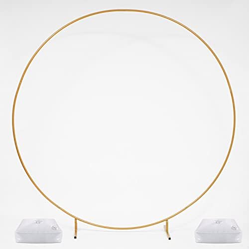 Arco de casamento redondo de 7,2 pés, arco do círculo dourado com arco de metal para balão floral guirlanda