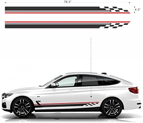 H2 Decalque Black Red Stripes Decalque para carros | Adesivos de adesivos de faixa de carro para
