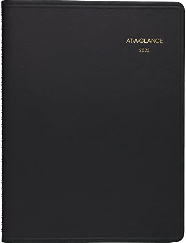 O planejador semanal da A-A-Glance governou para agendamento aberto, 8,75 x 6,75, capa preta, 12 meses: