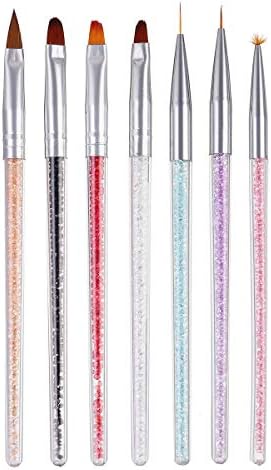 Gretd 7pcs Conjunto de canetas de unhas de strass, desenho de linha, fototerapia, pintura de cristal e caneta