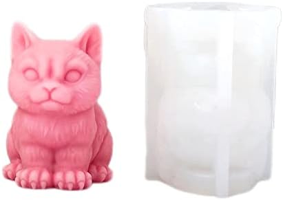 Molde de vela de gato fofo, Moldes de silicone de gato Maine sentado para resina de cera Diy Pet Candles