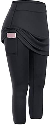 Calças de ioga para mulheres na cintura alta com bolsos longos/curtos trepadeiras saia de perneiras