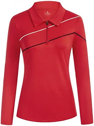 Jack Smith Women Golf Polo Camisetas Dry Fit UPF 50+ Tênis de manga comprida Tops zípem camisa atlética Slim