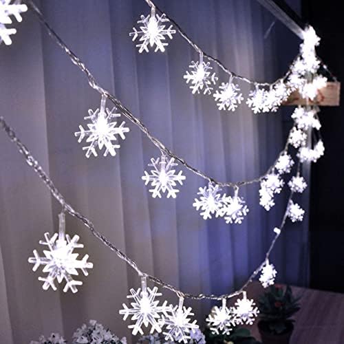 NSQFKALL Christmas Snowflake String Lights Decorações Decoração de Fairia do inverno Luzes de cordas de floco de