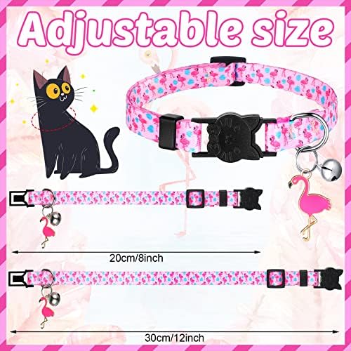 4 peças colares de gato de lado com sino e pingentes colorido colarinho de segurança gato colarinho ajustável