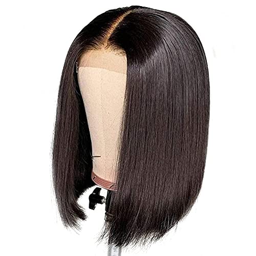 Earfodo curto bob perucas de cabelo humano para mulheres negras 10 polegadas Parte média 4x4 Bob Wig Cabelo