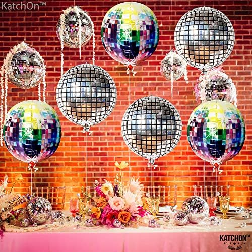 Katchon, grandes balões de bola de discoteca multicolorida - pacote de 6 | Balões de discoteca para decorações