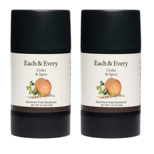 Cada e cada desodorante sem alumínio natural de 2 pacote para pele sensível com óleos essenciais,
