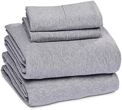 Basics Cotton Jersey Bed Sheet - 4 peças, rainha, cinza claro