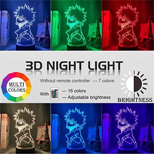 BQQB Anime Lâmpada Night Light Ilusão Luz My Hero Academia Dabi 3D para Quarto Led Led Child Christmas Bordide