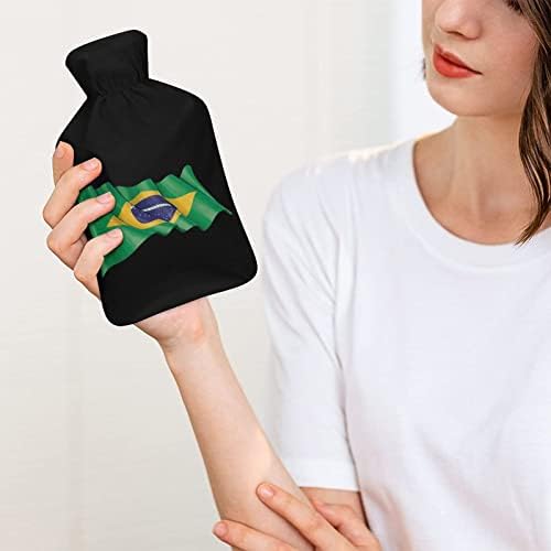 Garrafa de água quente da bandeira Brasil com capa Bolsa de água quente de borracha quente garrafa
