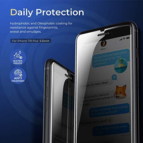 Protetor de tela de privacidade do Oribox para iPhone 8, 7, SE 2020 Protetor de tela de vidro temperado com temperamento de espião, 2 pacote