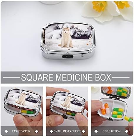 Caixa de comprimidos Siberiano Husky Dog em forma quadrada Caixa de comprimido portátil Pillbox