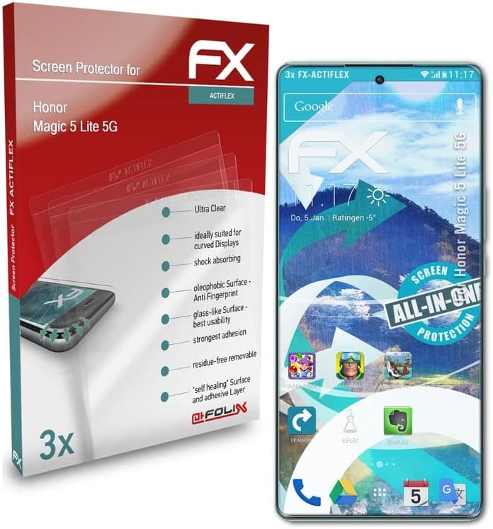 Protetor de tela AtFolix Compatível com Honor Magic 5 Lite 5G Film Protector, Ultra Clear and
