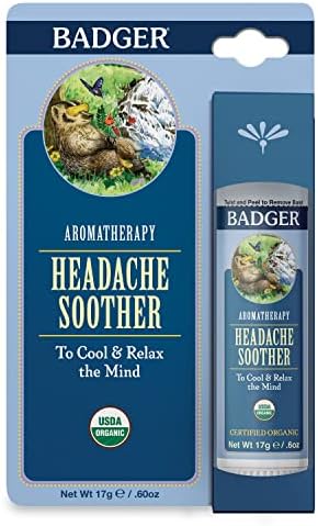 Badger - Soother de dor de cabeça, bálsamo de aromaterapia, orgânico certificado, óleo de aromaterapia