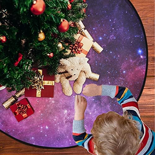 VISESUNNY MAGIC Style Purple Galaxy Christmas Tree Tree Stand Mat Floor Protector absorvente Tree Stand