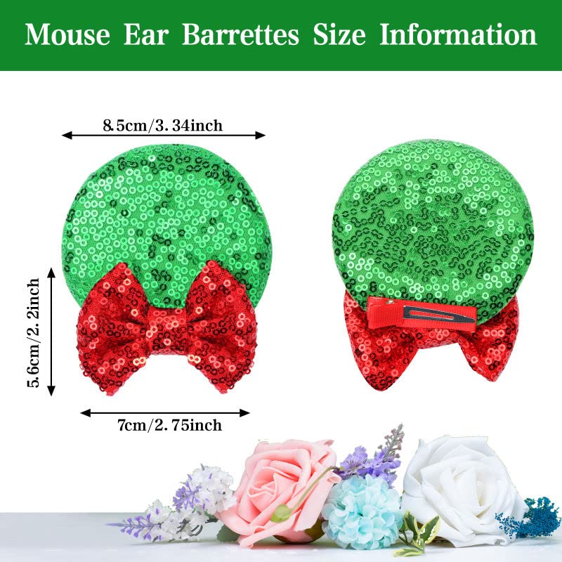 Uhomeny 2pcs mouse orelhas clipe de cabelo, ouvidos de mouse de lantejoulas barretas clipe de orelha Adorável