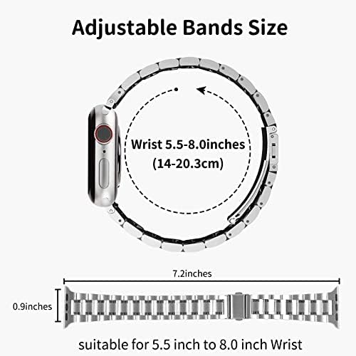 Mornex Band compatível com Apple Watch 42mm 44mm 45mm, empresa de metal de aço inoxidável