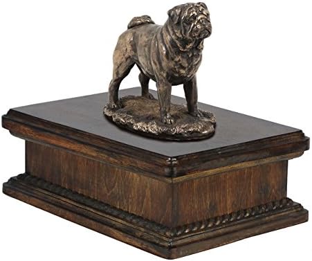 Pug, urna para cães Ashes Memorial com estátua, nome do animal de estimação e citação - Artdog