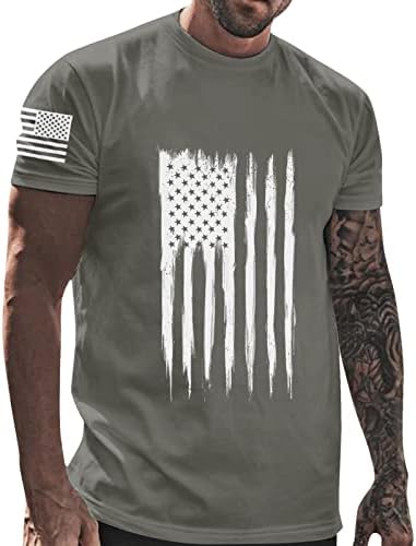 Camisetas T para homens para homens, bandeira do Dia da Independência Casual Casual e confortável