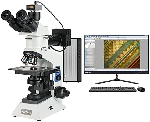 Koppace 182X-1820X Microscópio metalúrgico de 12 milhões de pixels USB2.0 Sistema de iluminação
