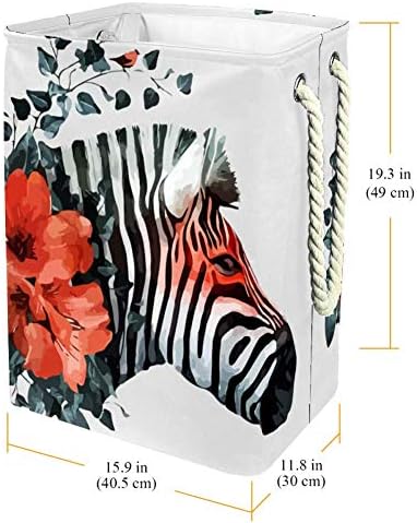 Zebra inadequada com flor de larga lavanderia cesto de armazenamento dobrável para quarto berçário de bebê