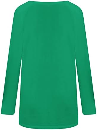 Túnica feminina tops de St. Patrick's shamrock estampar de manga longa de t-shirt tops casuais tops verdes