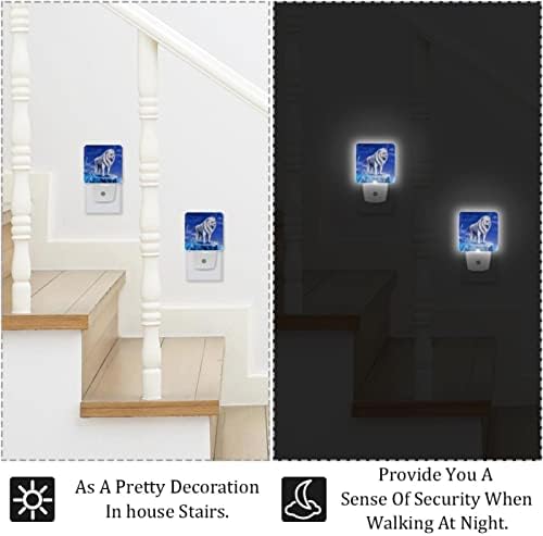 Lion branco no céu Night Light, Smart Dusk to Dawn Sensor Warm LED LED Nightlights for Hallway Bedroom