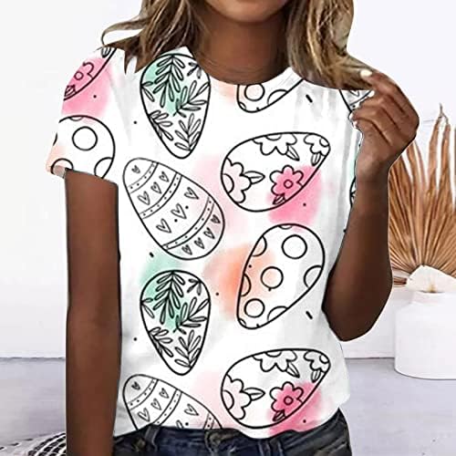 T-shirt de páscoa de páscoa de manga curta feminina T-shirt confortável tops casuais para meninas adolescentes