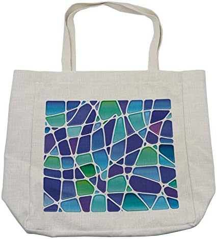 Bolsa de compras fractal de Ambesonne, estilo mosaico de cerâmica forma uma exibição vívida abstrata