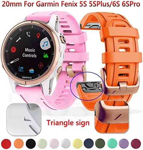 DJDLFA 20mm WatchBand tiras para Garmin Fenix ​​7S 6S 6SPro Relógio Rápula Silicone Easy Fit Wrist Bands para