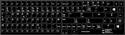 Substituição de adesivos de teclado dinamarquês em fundo preto para desktop, laptop e caderno