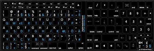 4Keyboard Mac Inglês-alemão adesivos de teclado no fundo preto
