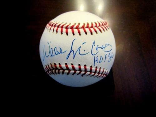 Willie McCovey Hof 1986 Giants Padres assinados Auto OML classificado 8 beisebol PSA/DNA - Bolalls