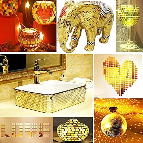 Jkanruh 5760 peças 5x5mm adesivos de espelho de ouro auto-adesivo, telhas de espelho de ouro, mini espelhos